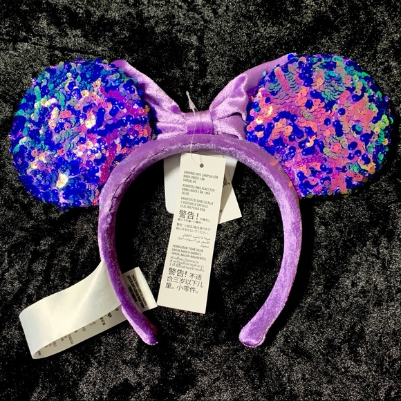 Amethyst Sequin and Purple Velvet Minnie Ears - Picture 4 of 4